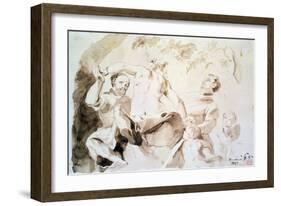 Study after Veronese's Allegory of Love, 1837 (Pen and Ink and Wash on Paper)-Eugene Delacroix-Framed Giclee Print