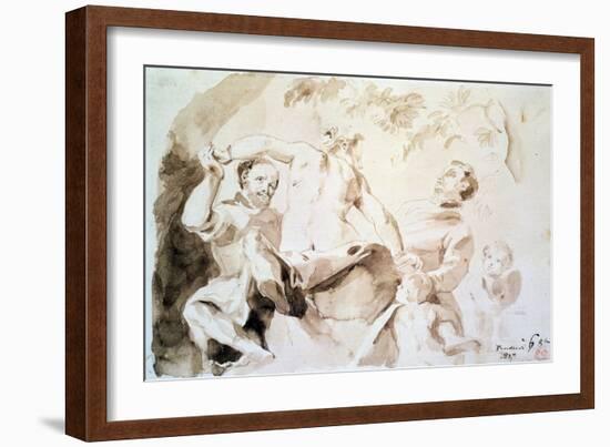 Study after Veronese's Allegory of Love, 1837 (Pen and Ink and Wash on Paper)-Eugene Delacroix-Framed Giclee Print
