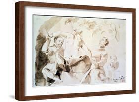 Study after Veronese's Allegory of Love, 1837 (Pen and Ink and Wash on Paper)-Eugene Delacroix-Framed Giclee Print