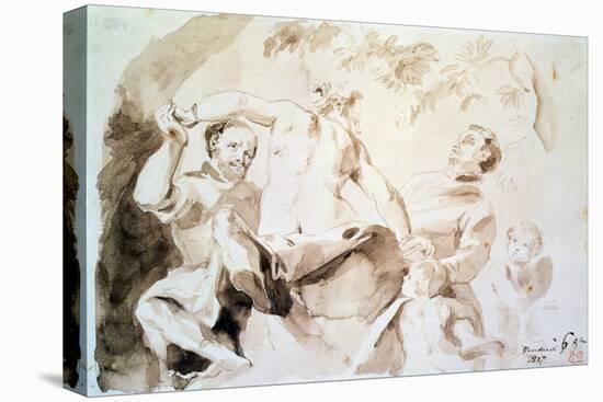 Study after Veronese's Allegory of Love, 1837 (Pen and Ink and Wash on Paper)-Eugene Delacroix-Stretched Canvas