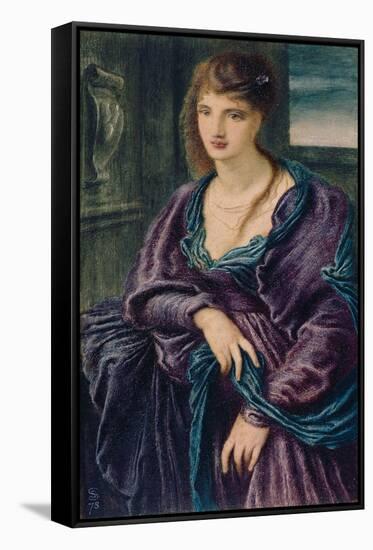 Study: Female Figure, 1873 (W/C, Gouache & Oil Paint on Paper)-Simeon Solomon-Framed Stretched Canvas
