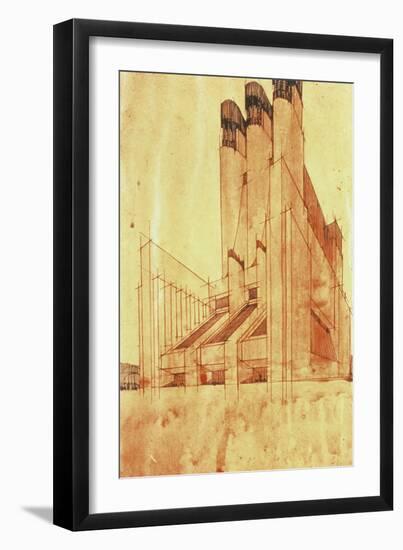 Study for a Building, 1913-Antonio Sant'Elia-Framed Giclee Print