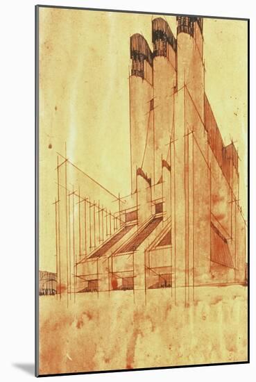 Study for a Building, 1913-Antonio Sant'Elia-Mounted Giclee Print