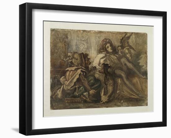 Study for a Composition Showing a Jester, a Male Figure and a Bird, 1845-52-Frederic Leighton-Framed Giclee Print