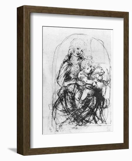 Study for a Madonna with a Cat, c.1478-80-Leonardo da Vinci-Framed Giclee Print