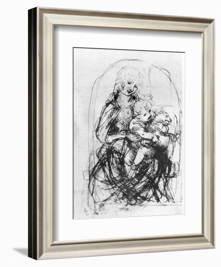 Study for a Madonna with a Cat, c.1478-80-Leonardo da Vinci-Framed Giclee Print