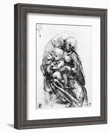 Study for a Madonna with a Cat, c.1478-80-Leonardo da Vinci-Framed Giclee Print