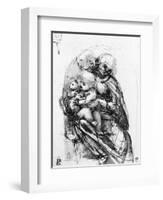 Study for a Madonna with a Cat, c.1478-80-Leonardo da Vinci-Framed Giclee Print