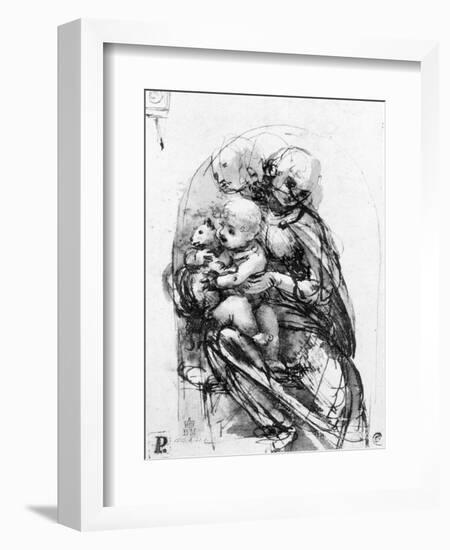 Study for a Madonna with a Cat, c.1478-80-Leonardo da Vinci-Framed Giclee Print