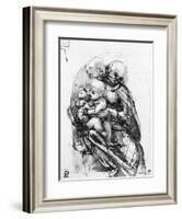 Study for a Madonna with a Cat, c.1478-80-Leonardo da Vinci-Framed Giclee Print