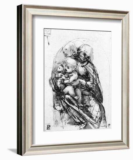 Study for a Madonna with a Cat, c.1478-80-Leonardo da Vinci-Framed Giclee Print