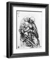 Study for a Madonna with a Cat, c.1478-80-Leonardo da Vinci-Framed Giclee Print