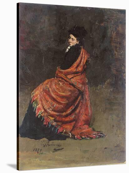 Study for 'A Parisian Cafe' (1875): a Woman Seated, 1874-Ilya Efimovich Repin-Stretched Canvas