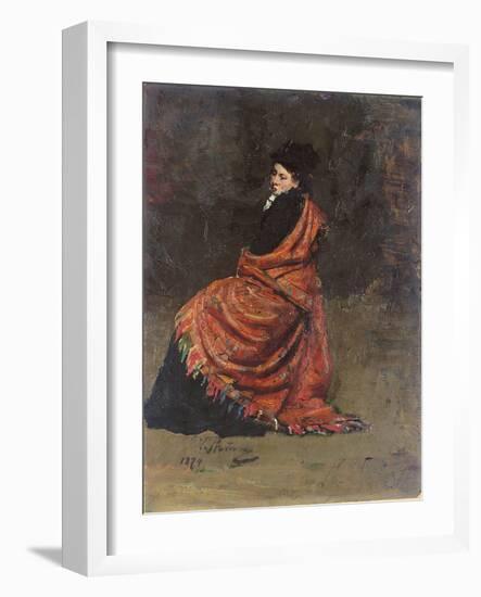 Study for 'A Parisian Cafe' (1875): a Woman Seated, 1874-Ilya Efimovich Repin-Framed Giclee Print