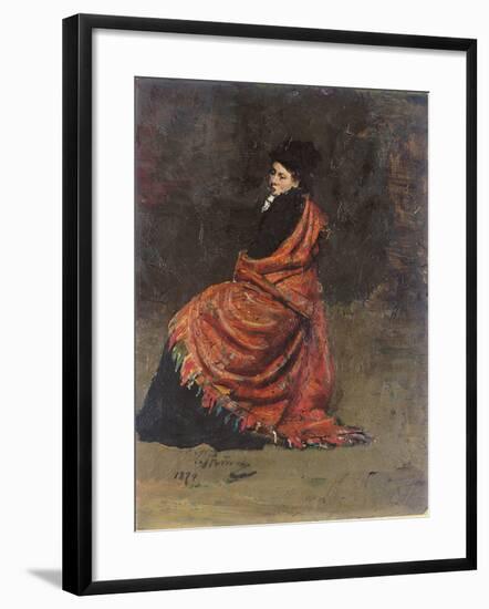 Study for 'A Parisian Cafe' (1875): a Woman Seated, 1874-Ilya Efimovich Repin-Framed Giclee Print