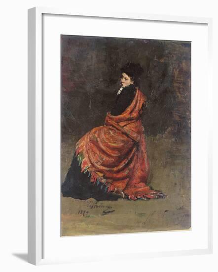 Study for 'A Parisian Cafe' (1875): a Woman Seated, 1874-Ilya Efimovich Repin-Framed Giclee Print