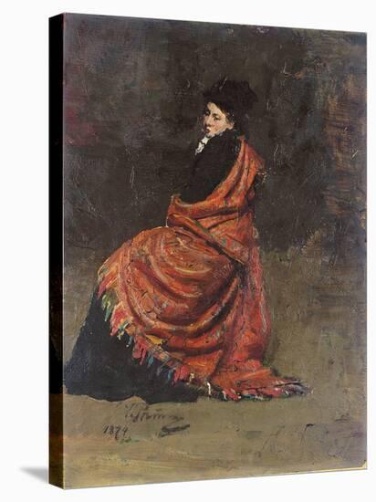 Study for 'A Parisian Cafe' (1875): a Woman Seated, 1874-Ilya Efimovich Repin-Stretched Canvas