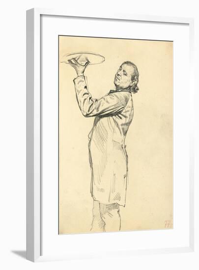 Study for 'A Parisian Cafe': a Waiter Holding Up a Tray, C. 1872-1875-Ilya Efimovich Repin-Framed Giclee Print