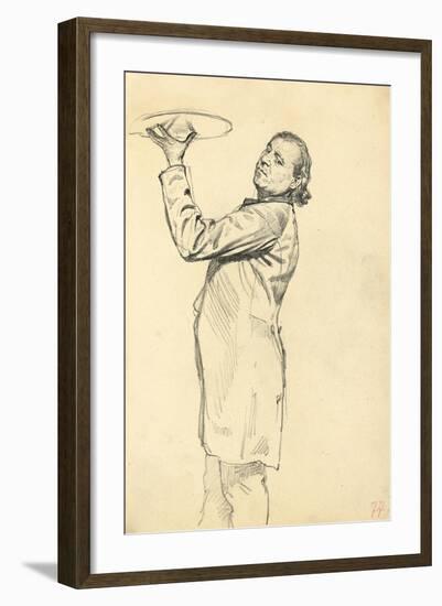 Study for 'A Parisian Cafe': a Waiter Holding Up a Tray, C. 1872-1875-Ilya Efimovich Repin-Framed Giclee Print