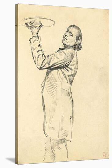 Study for 'A Parisian Cafe': a Waiter Holding Up a Tray, C. 1872-1875-Ilya Efimovich Repin-Stretched Canvas