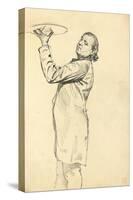 Study for 'A Parisian Cafe': a Waiter Holding Up a Tray, C. 1872-1875-Ilya Efimovich Repin-Stretched Canvas