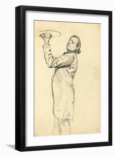 Study for 'A Parisian Cafe': a Waiter Holding Up a Tray, C. 1872-1875-Ilya Efimovich Repin-Framed Giclee Print