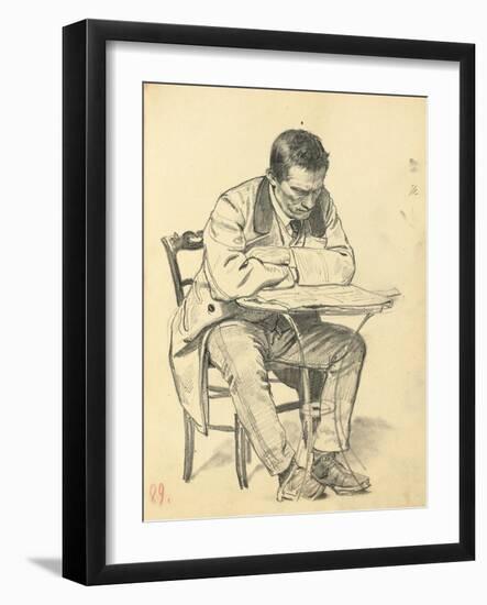 Study for 'A Parisian Cafe': Man Seated at a Cafe Table, Reading a Newspaper, C. 1872-1875-Ilya Efimovich Repin-Framed Giclee Print