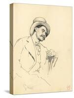 Study for 'A Parisian Cafe': Seated Man with Hat, C. 1872-1875-Ilya Efimovich Repin-Stretched Canvas