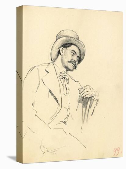 Study for 'A Parisian Cafe': Seated Man with Hat, C. 1872-1875-Ilya Efimovich Repin-Stretched Canvas