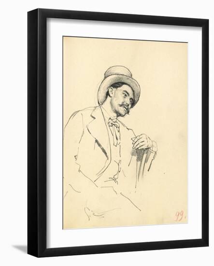 Study for 'A Parisian Cafe': Seated Man with Hat, C. 1872-1875-Ilya Efimovich Repin-Framed Giclee Print