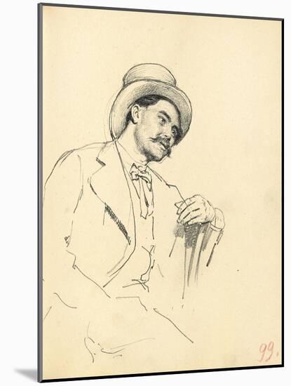 Study for 'A Parisian Cafe': Seated Man with Hat, C. 1872-1875-Ilya Efimovich Repin-Mounted Giclee Print