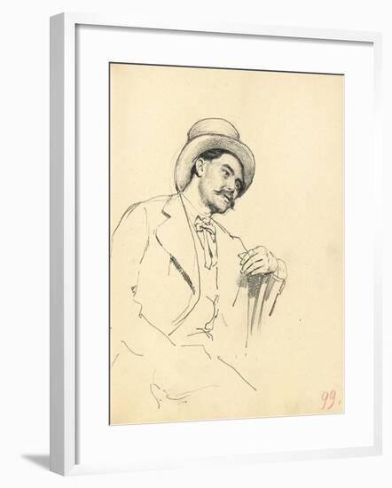 Study for 'A Parisian Cafe': Seated Man with Hat, C. 1872-1875-Ilya Efimovich Repin-Framed Giclee Print
