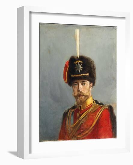 Study for a Portrait of Emperor Nicholas II, Chief of the Guard Hussar Regiment, C. 1908-Alexander Vladimirovich Makovsky-Framed Giclee Print