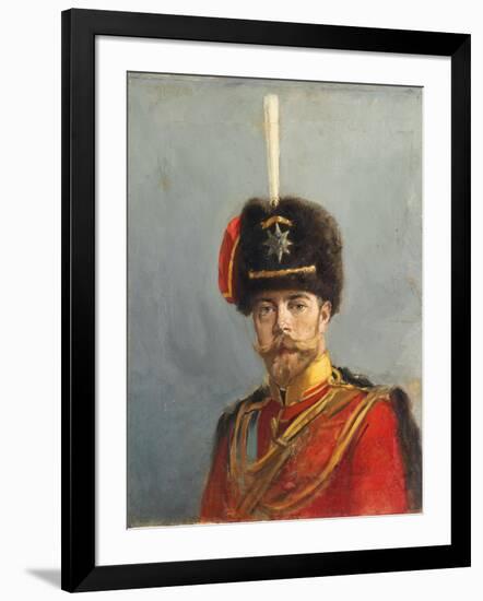 Study for a Portrait of Emperor Nicholas Ii, Chief of the Guard Hussar Regiment, C.1908-Alexander Vladimirovich Makovsky-Framed Giclee Print