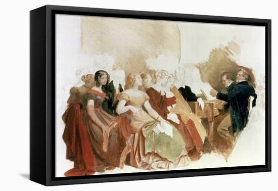 Study for an Evening at Baron Von Spaun's: Schubert at the Piano Among His Friends-Moritz Ludwig von Schwind-Framed Stretched Canvas