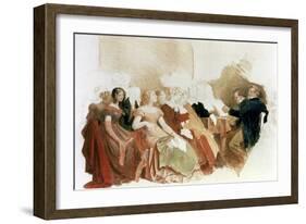 Study for an Evening at Baron Von Spaun's: Schubert at the Piano Among His Friends-Moritz Ludwig von Schwind-Framed Giclee Print