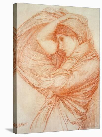 Study for 'Boreas' (Red Chalk on Tinted Paper)-John William Waterhouse-Stretched Canvas