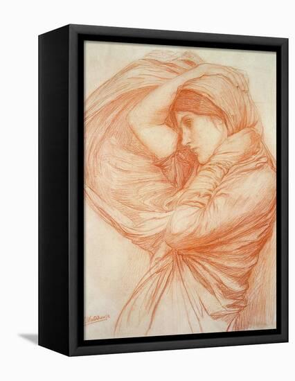 Study for 'Boreas' (Red Chalk on Tinted Paper)-John William Waterhouse-Framed Stretched Canvas