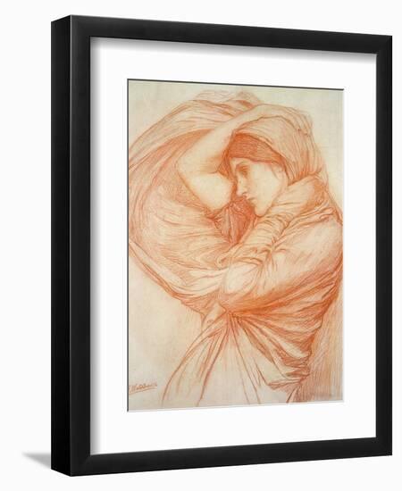 Study for 'Boreas' (Red Chalk on Tinted Paper)-John William Waterhouse-Framed Premium Giclee Print