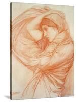 Study for 'Boreas' (Red Chalk on Tinted Paper)-John William Waterhouse-Stretched Canvas