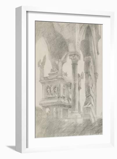 Study for General Chiaroscuro of the Sarcophagus and Canopy of the Tomb of Mastino II Della Scala a-John Ruskin-Framed Giclee Print