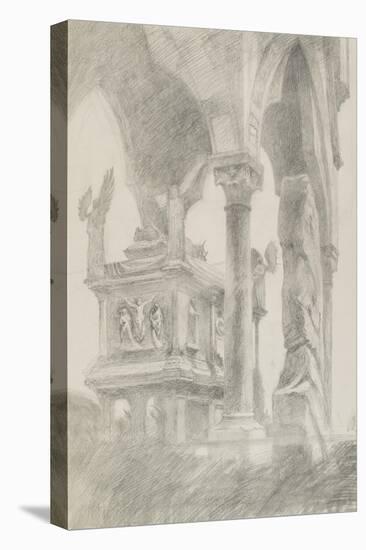 Study for General Chiaroscuro of the Sarcophagus and Canopy of the Tomb of Mastino II Della Scala a-John Ruskin-Stretched Canvas