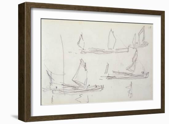 Study for London Series, Boats on the Thames (Pencil on Paper)-Claude Monet-Framed Giclee Print