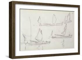 Study for London Series, Boats on the Thames (Pencil on Paper)-Claude Monet-Framed Giclee Print