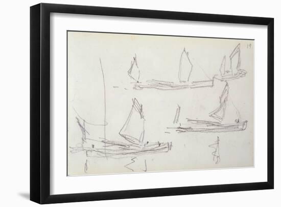 Study for London Series, Boats on the Thames (Pencil on Paper)-Claude Monet-Framed Giclee Print