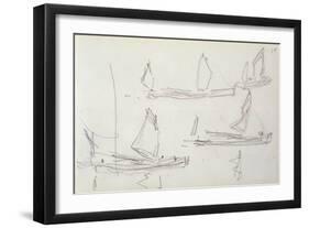 Study for London Series, Boats on the Thames (Pencil on Paper)-Claude Monet-Framed Giclee Print