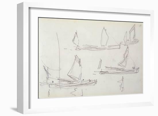 Study for London Series, Boats on the Thames (Pencil on Paper)-Claude Monet-Framed Giclee Print