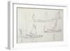 Study for London Series, Boats on the Thames (Pencil on Paper)-Claude Monet-Framed Giclee Print