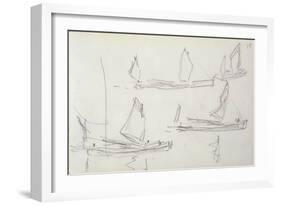 Study for London Series, Boats on the Thames (Pencil on Paper)-Claude Monet-Framed Giclee Print