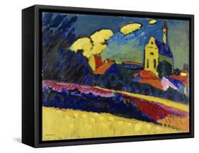 Study for Murnau, Landscape with Church, 1909 (Oil on Board)-Wassily Kandinsky-Framed Stretched Canvas